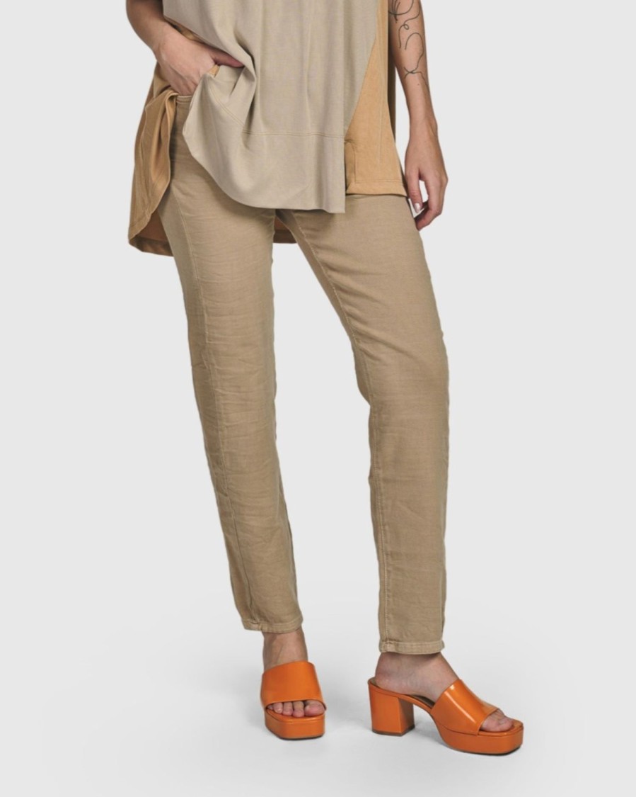 ALEMBIKA Cotton Iconic Stretch Cotton Jeans, Sand